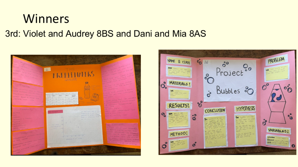 3rd: Violet and Audrey 8BS and Dani and Mia 8AS