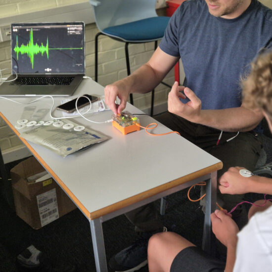 A student having their nervous system analysed
