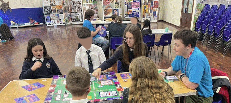 Students playing the Uni Game in the Main School Hall