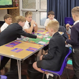 Students playing the Uni Game in the Main School Hall