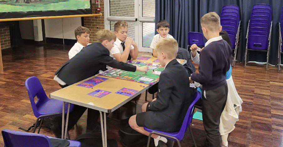 Students playing the Uni Game in the Main School Hall