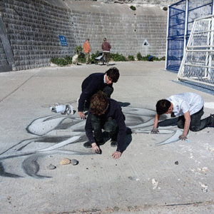 Students working on artwork