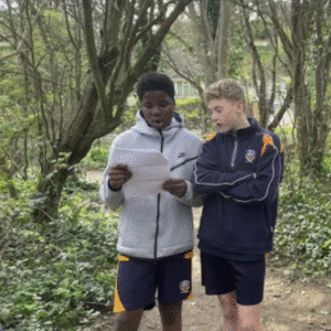 Students looking at instructions of their task