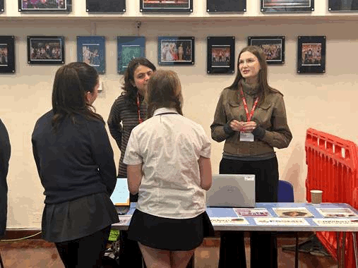 Image of students talking to one of the stall holders at the Careers Fair 2026
