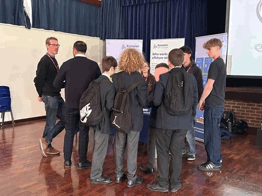 Image of students talking to one of the stall holders at the Careers Fair 2026
