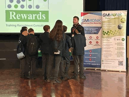 Image of students talking to one of the stall holders at the Careers Fair 2026