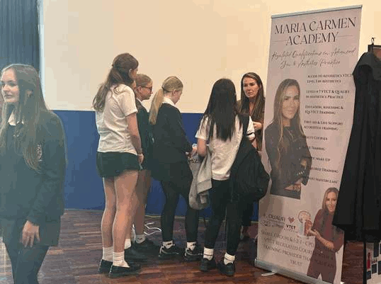 Image of students talking to one of the stall holders at the Careers Fair 2026