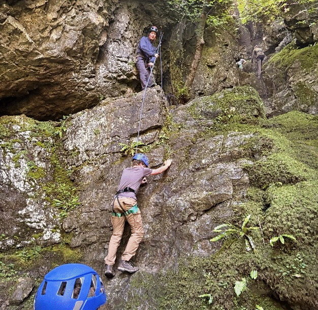 Cadets climbing the rocky Ghyll Scrambling