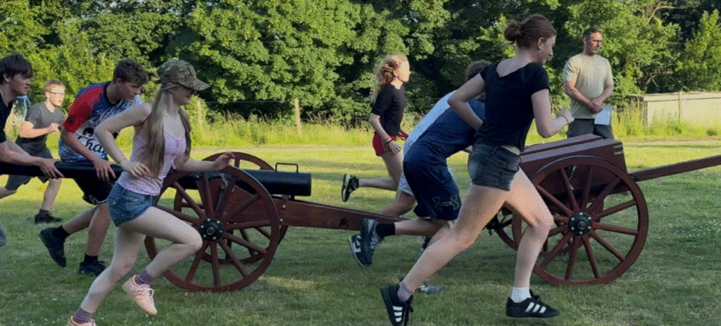 Cadets running the cannon exercise